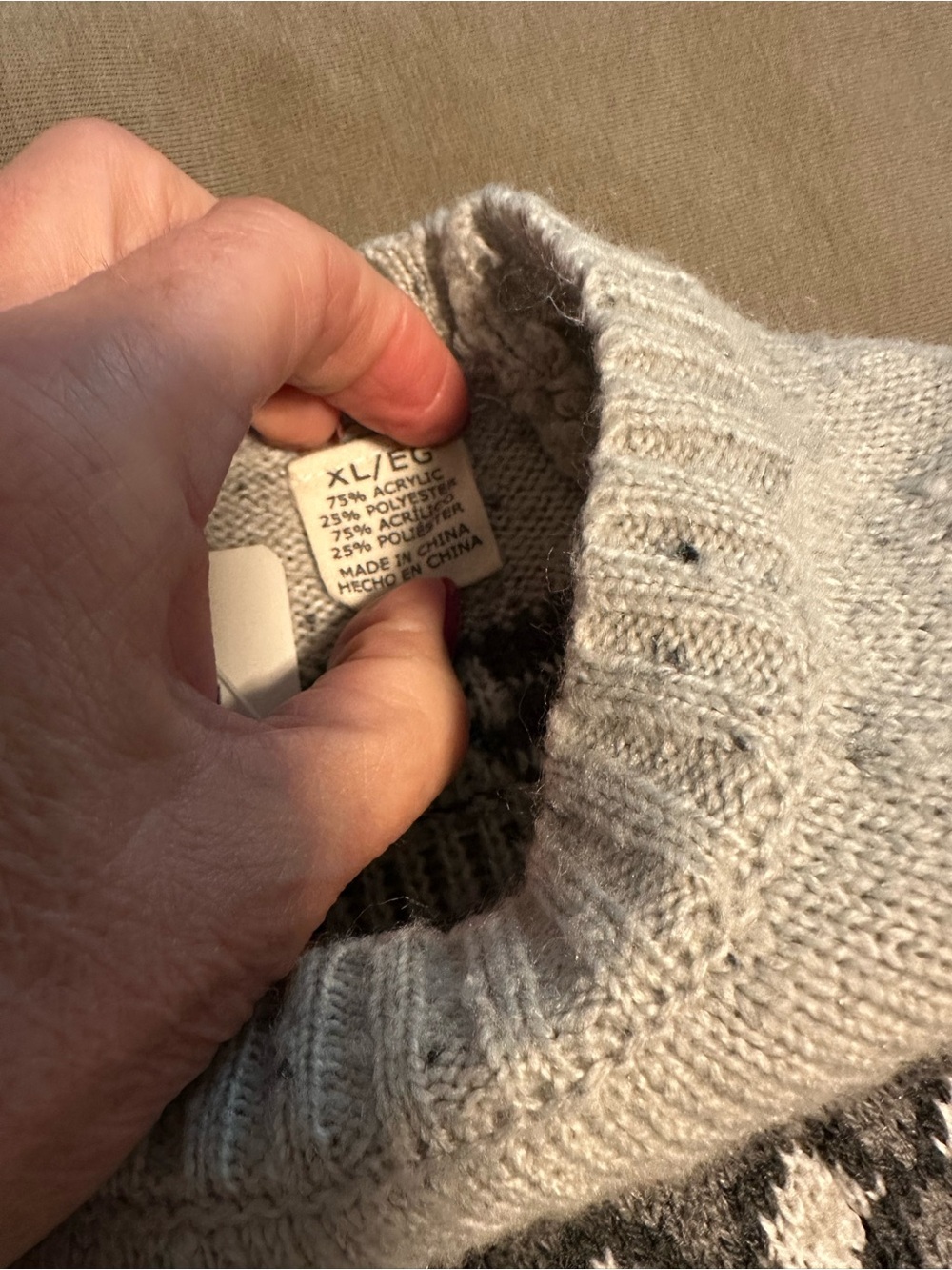 Weatherproof Vintage Women’s XL Fair Isle Sweater Gray Nordic Crewneck Pullover - Picture 5 of 7